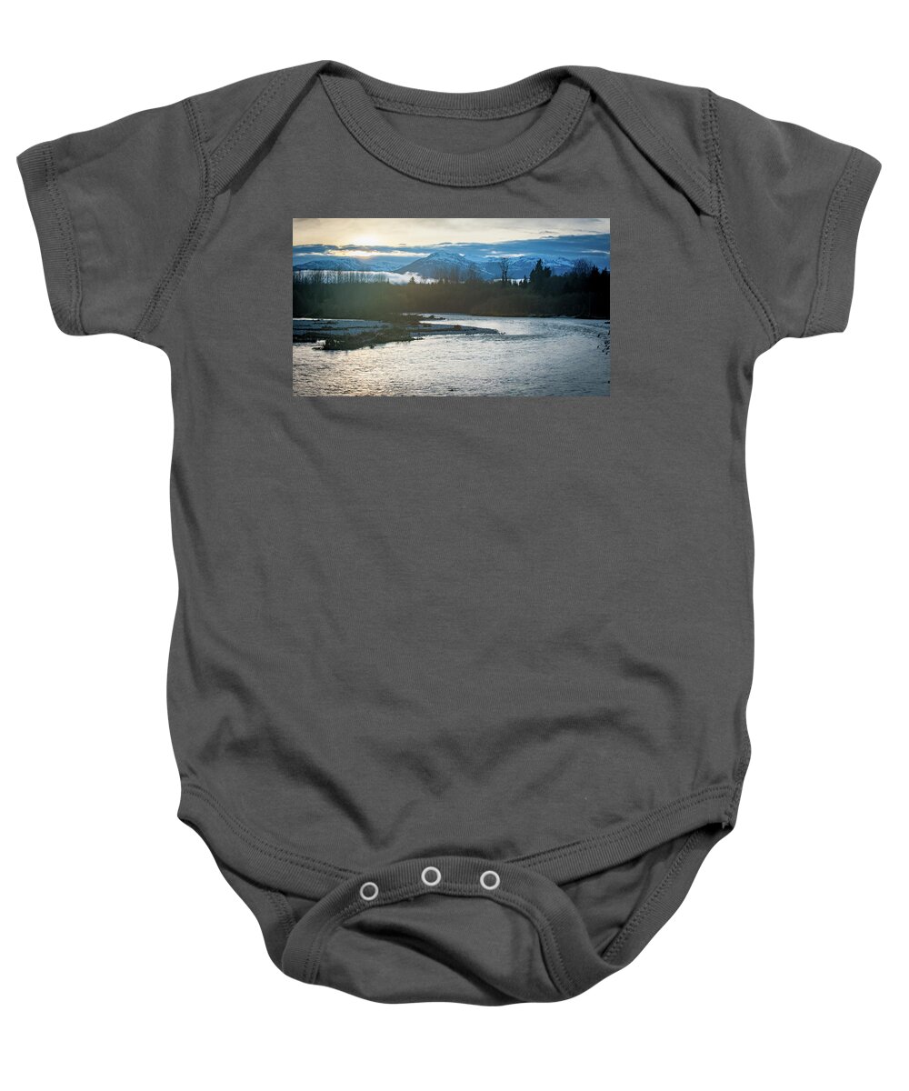 Kitimat Baby Onesie featuring the photograph Sunset over the Kitimat River by Mark Duehmig