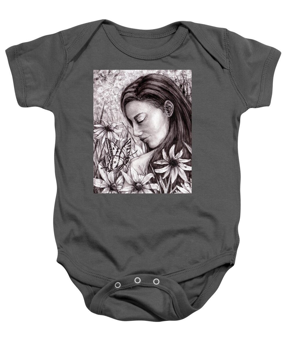 Garden Baby Onesie featuring the drawing Susan by Shana Rowe Jackson