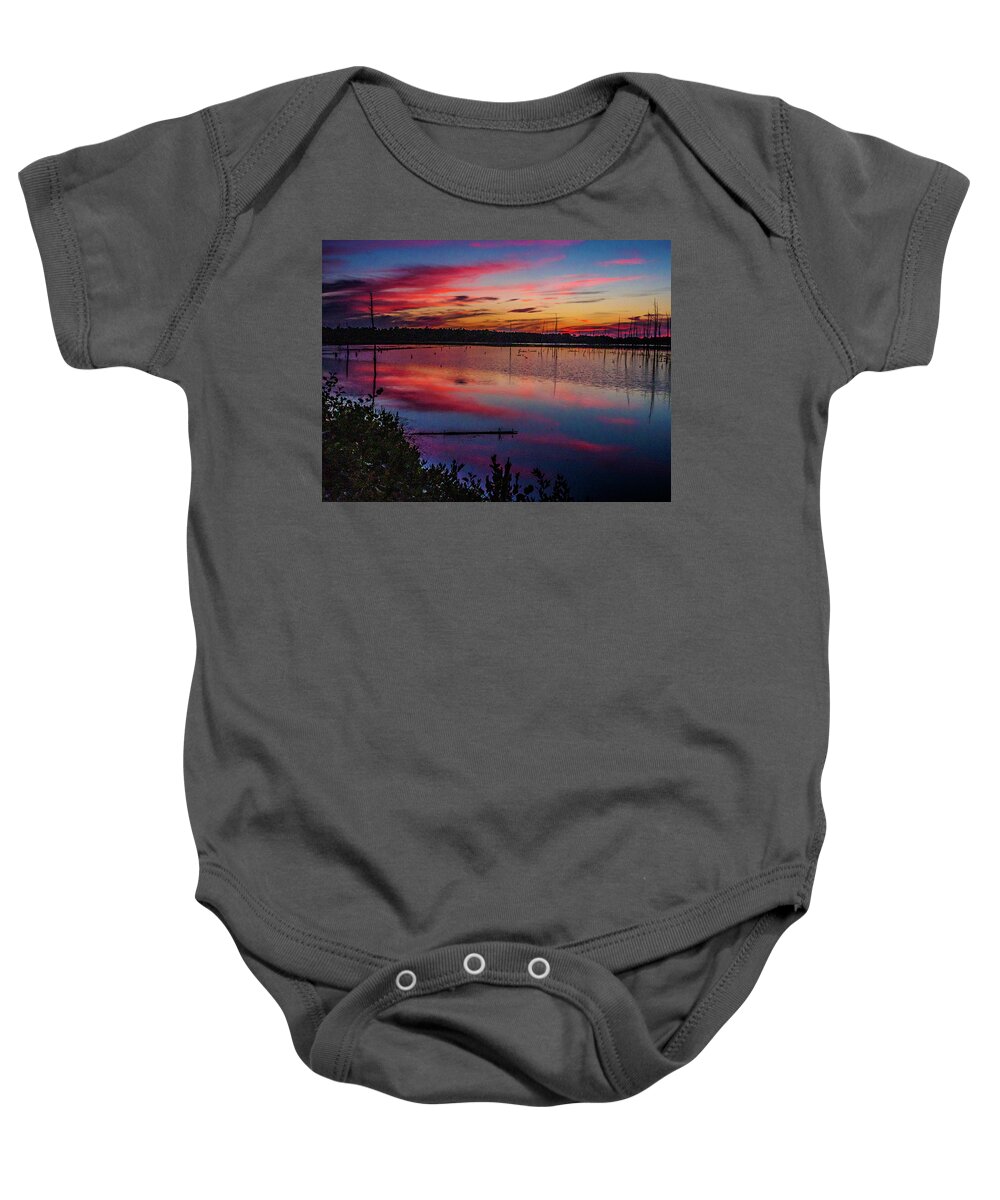 Lake Baby Onesie featuring the photograph Sunset in the Pines Lands by Louis Dallara
