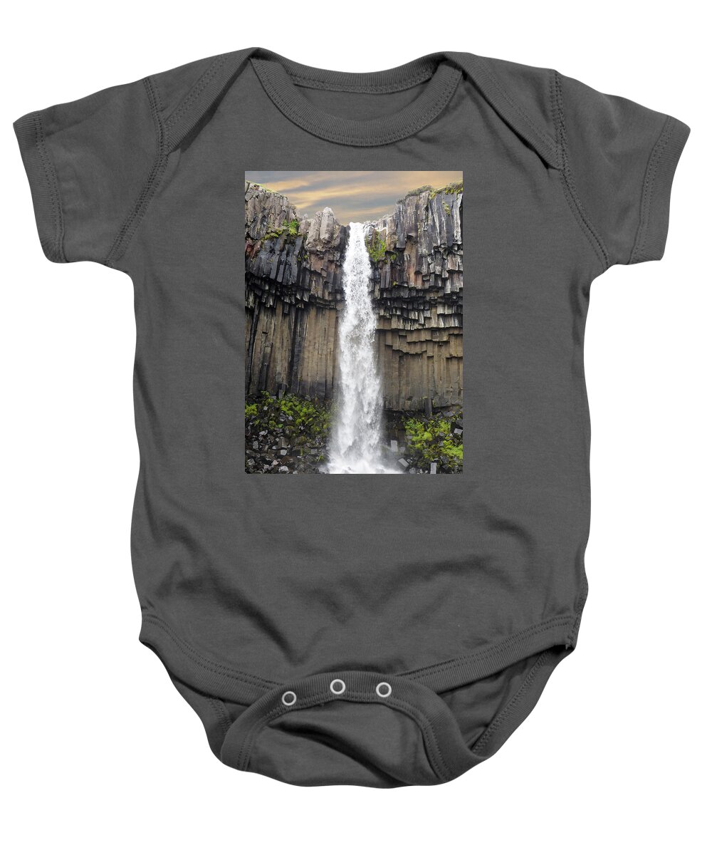 Waterfall Baby Onesie featuring the photograph Svartifoss Waterfall - Iceland by Marla Craven