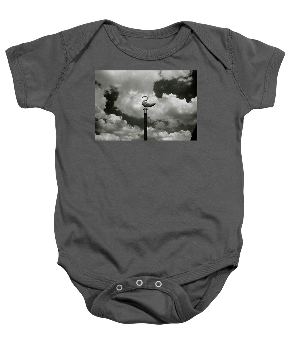 Inspiration Baby Onesie featuring the photograph Swan And Clouds In Bangkok by Shaun Higson