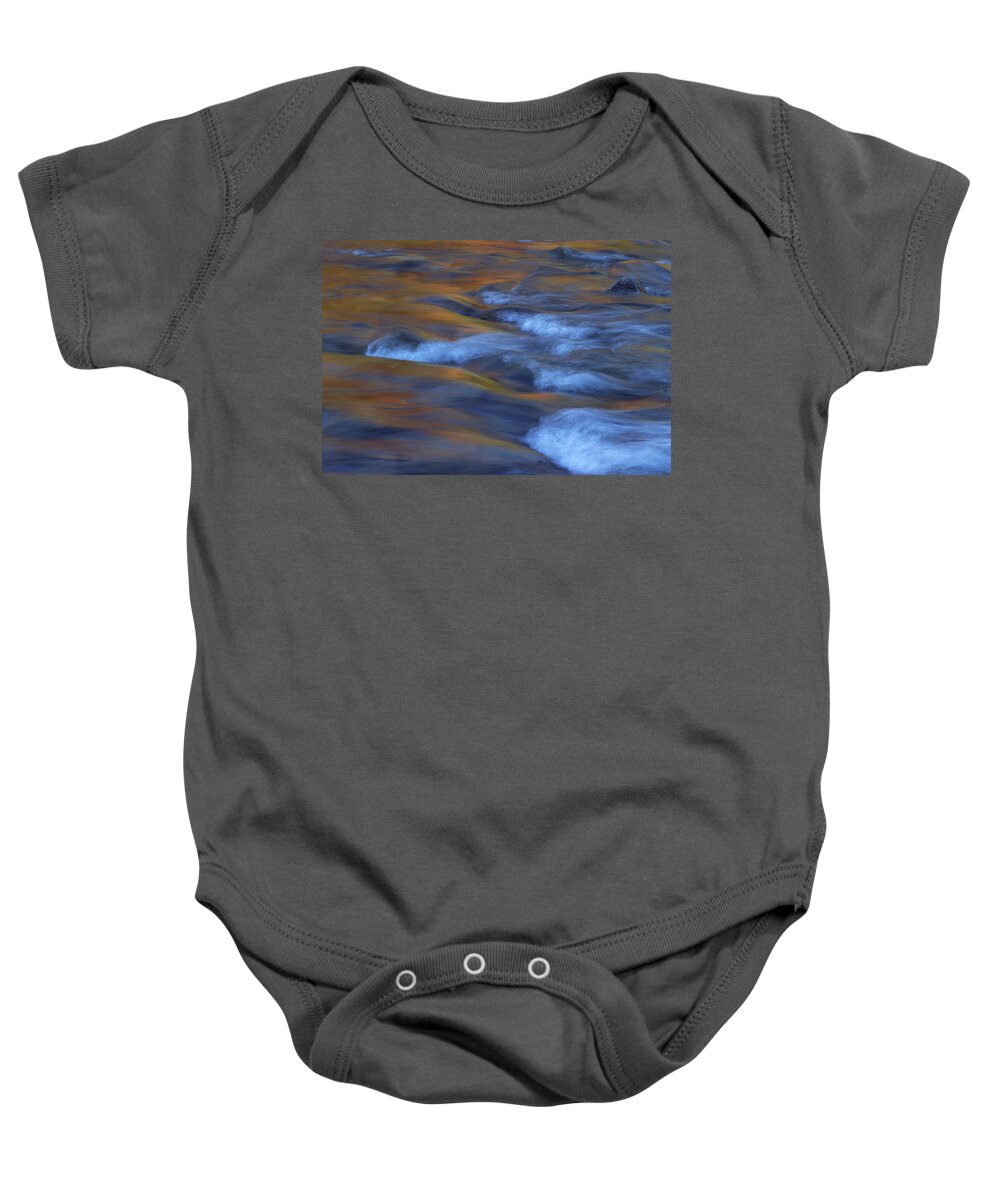 Abstract Baby Onesie featuring the photograph Swift River With Autumnal Colour White by Nhpa