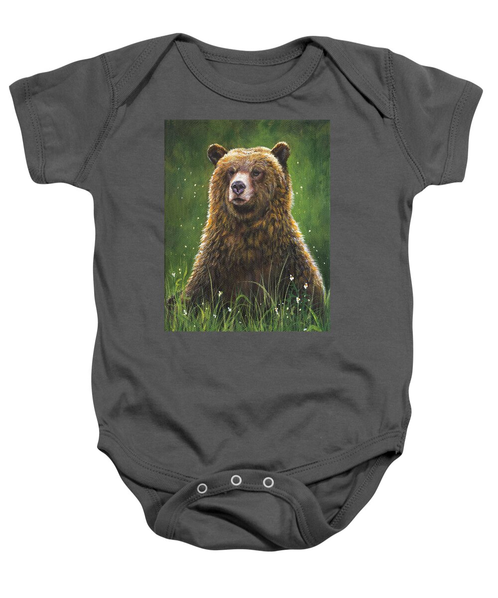 Bear Baby Onesie featuring the painting Takin Five by Kim Lockman