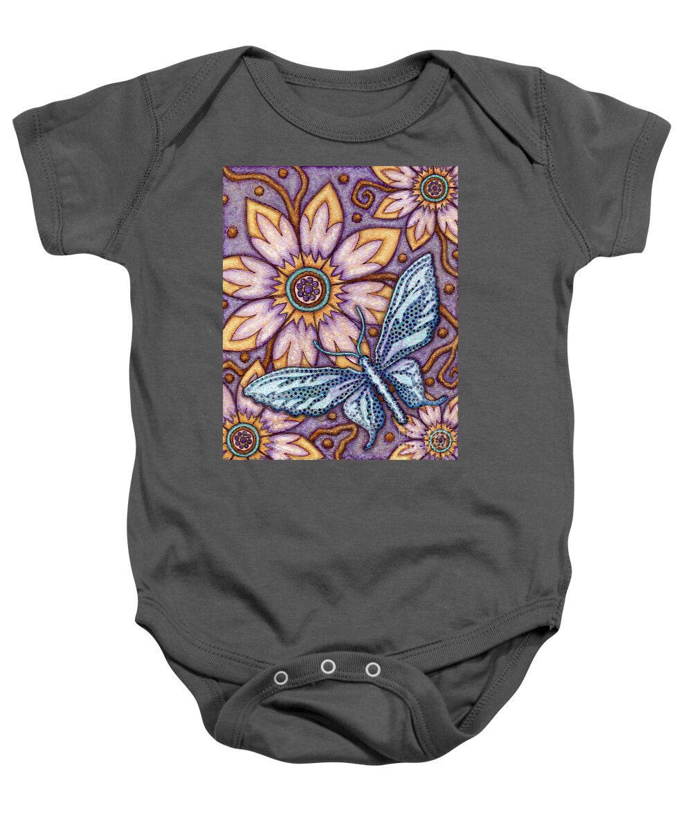 Floral Baby Onesie featuring the painting Tapestry Butterfly by Amy E Fraser