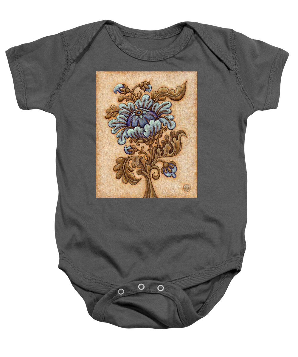 Floral Baby Onesie featuring the painting Tapestry Flower 5 by Amy E Fraser