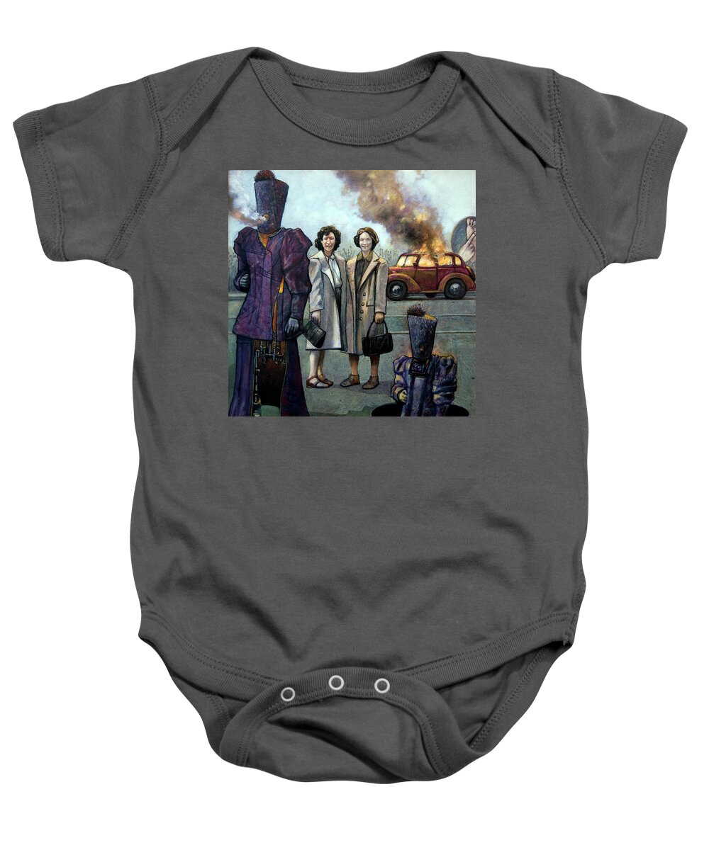 Surreal Baby Onesie featuring the painting The Direct Result of Tickling the Dreamers Foot by William Stoneham