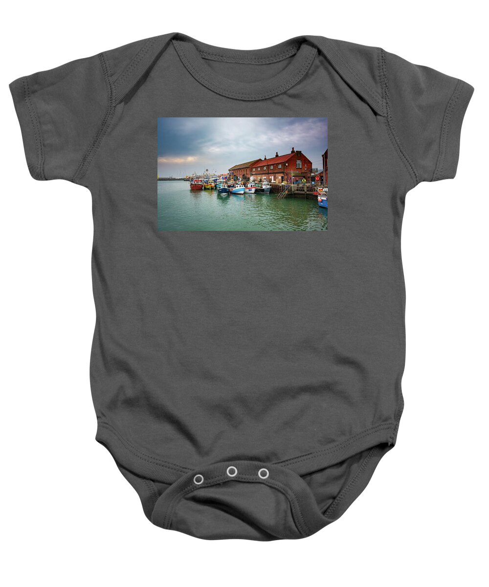 Scarborough Baby Onesie featuring the mixed media The Fleet by Smart Aviation
