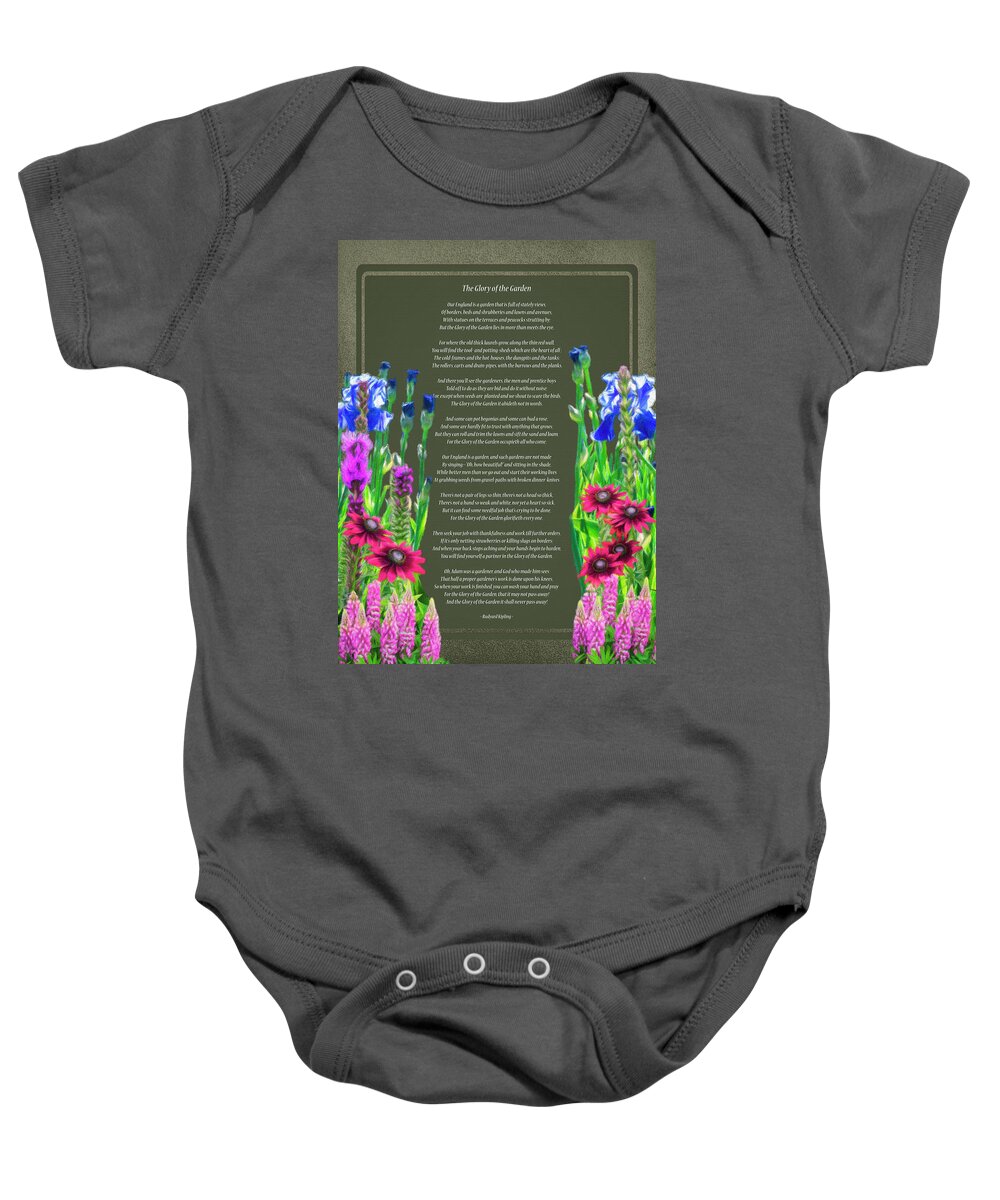 Poem Baby Onesie featuring the digital art The Glory Of The Garden by Leslie Montgomery