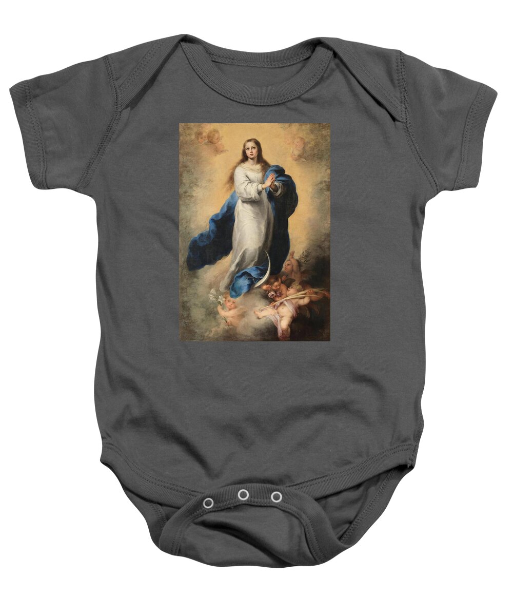 Bartolome Esteban Murillo Baby Onesie featuring the painting 'The Immaculate Conception of El Escorial', 1660-1665, Spanish School... by Bartolome Esteban Murillo -1611-1682-