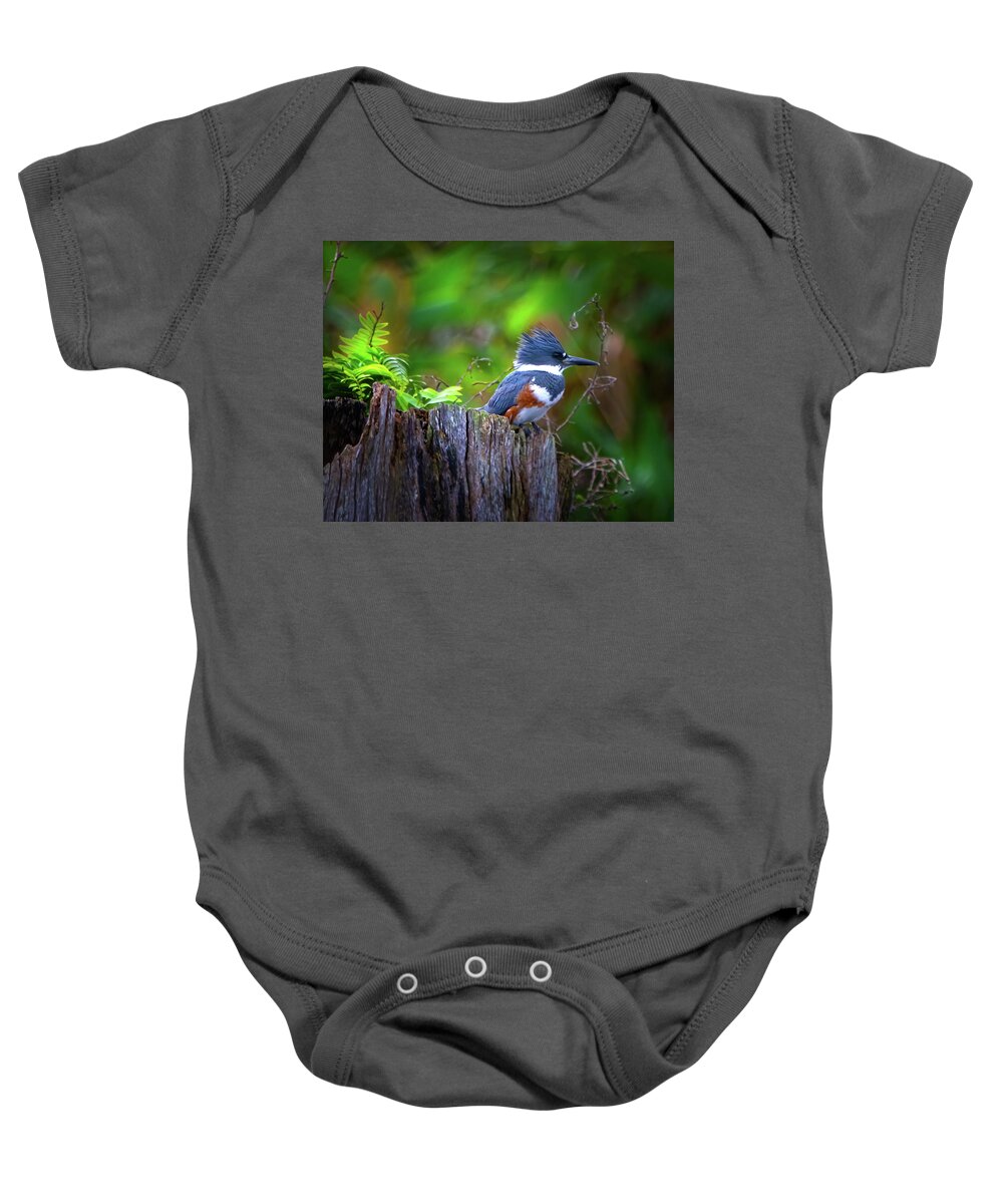 Kingfisher Baby Onesie featuring the photograph The Kingfisher by Mark Andrew Thomas