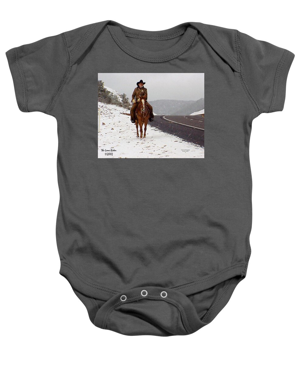 Hashknife Pony Express Baby Onesie featuring the photograph The Lone Ranger by Matalyn Gardner