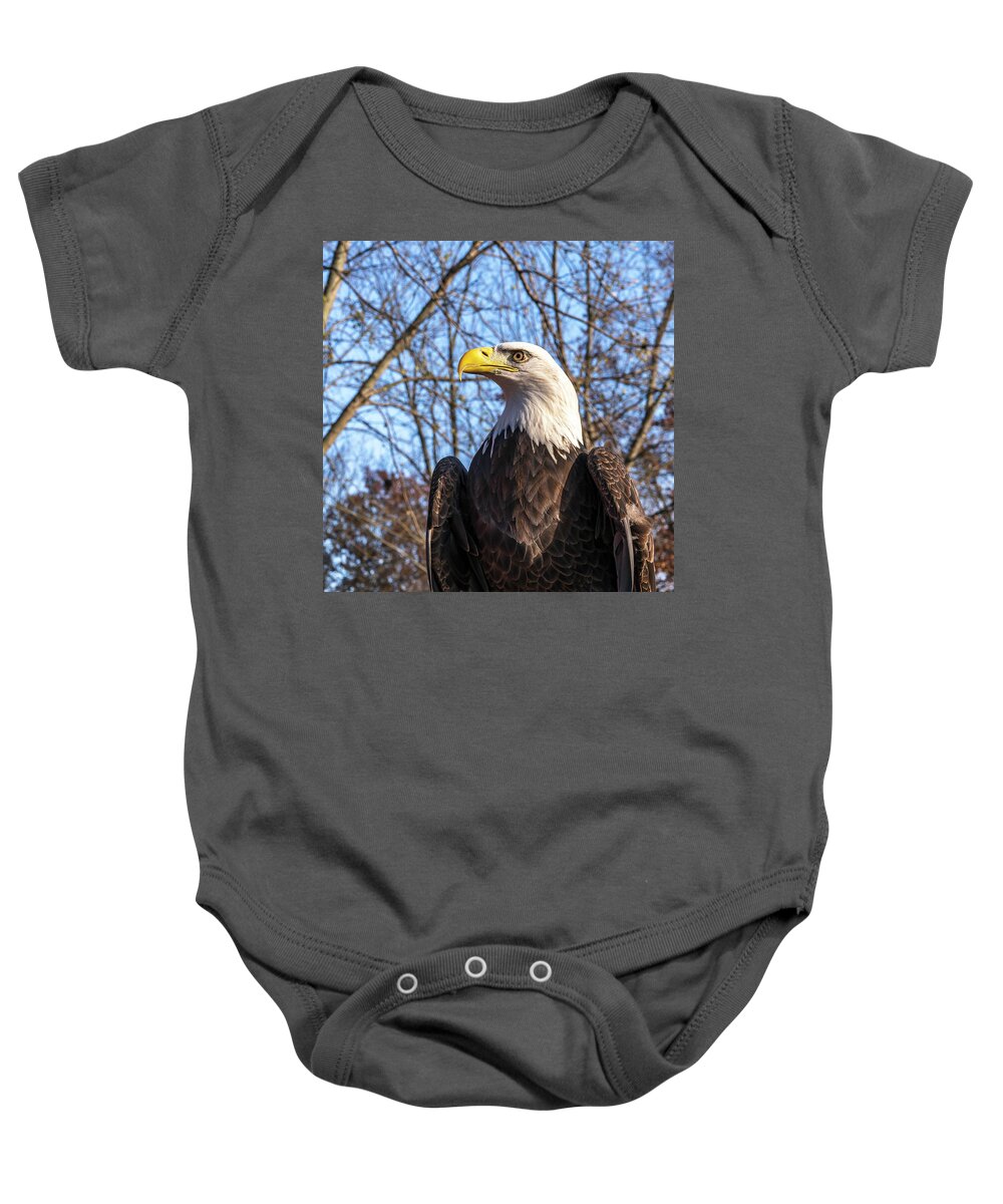 Eagle Baby Onesie featuring the photograph The Look by Laura Hedien