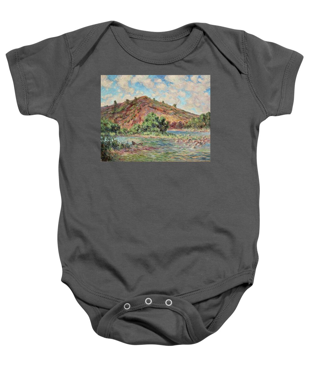 The River Lot France Baby Onesie featuring the painting the Lot Frankrijk by Pierre Dijk