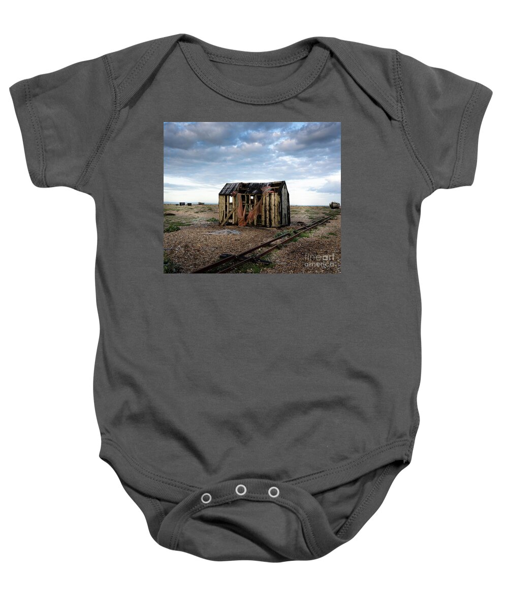 Beach Baby Onesie featuring the photograph The Net Shack, Dungeness Beach by Perry Rodriguez