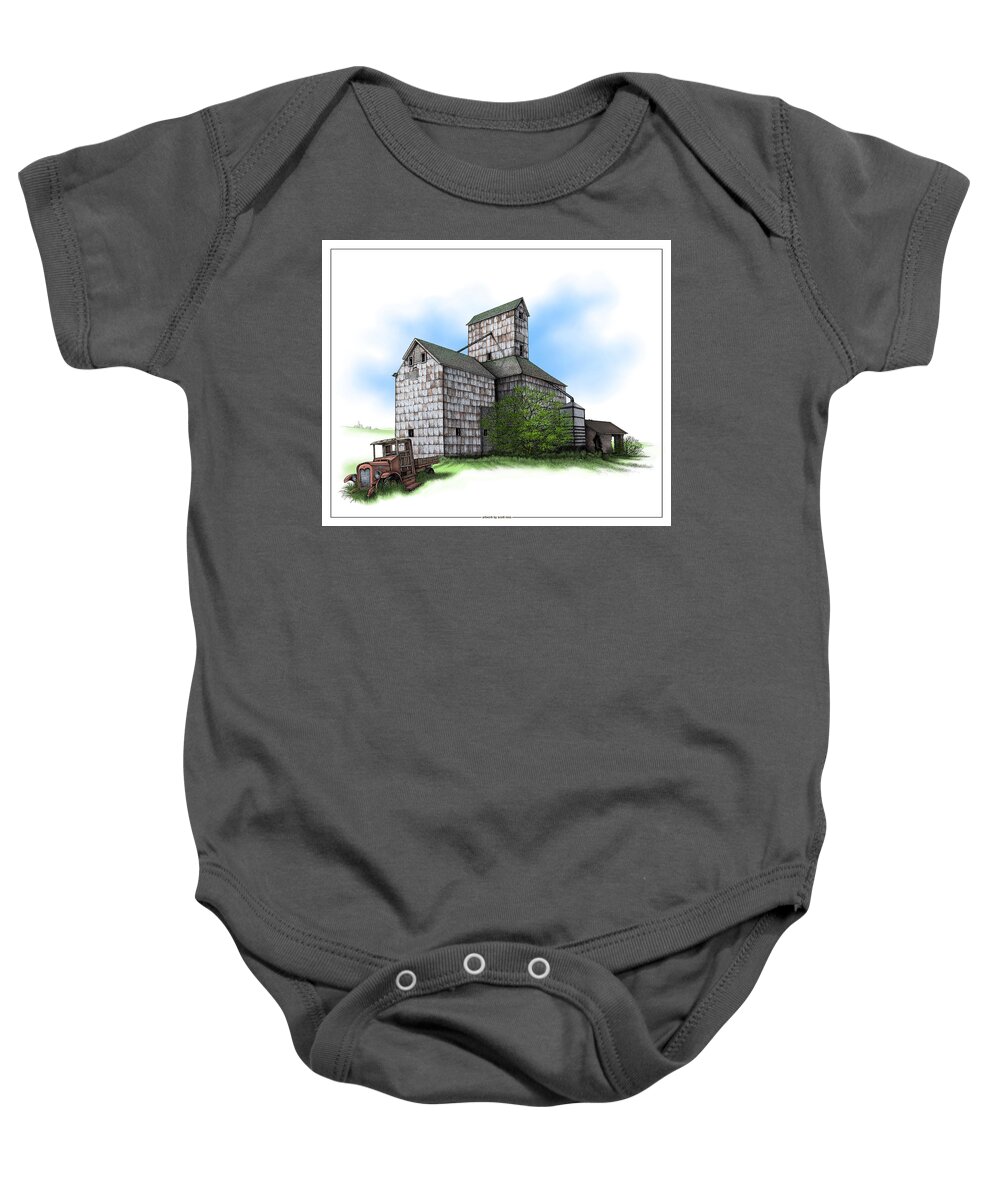 History Baby Onesie featuring the digital art The Ross Elevator Summer by Scott Ross