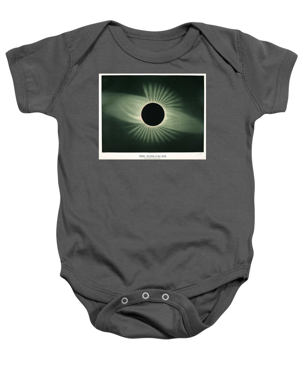 Sun Baby Onesie featuring the painting Total eclipse of the sun from the Trouvelot by MotionAge Designs