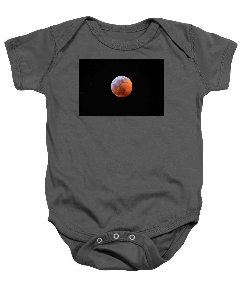 Eclipse Baby Onesie featuring the photograph Total Lunar Eclipse Up Close by Tony Hake