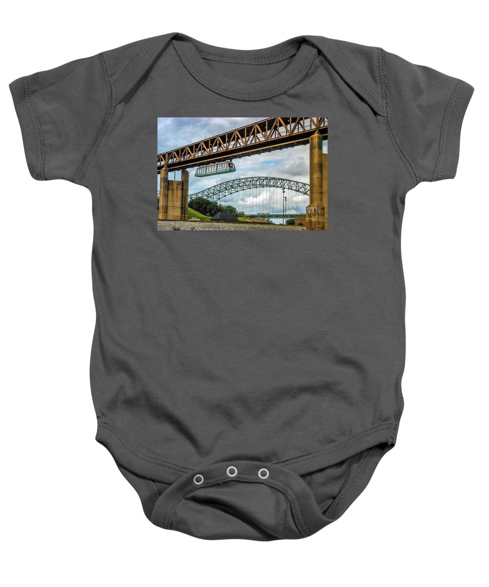 Tram Baby Onesie featuring the photograph Tram to Mud Island by James C Richardson