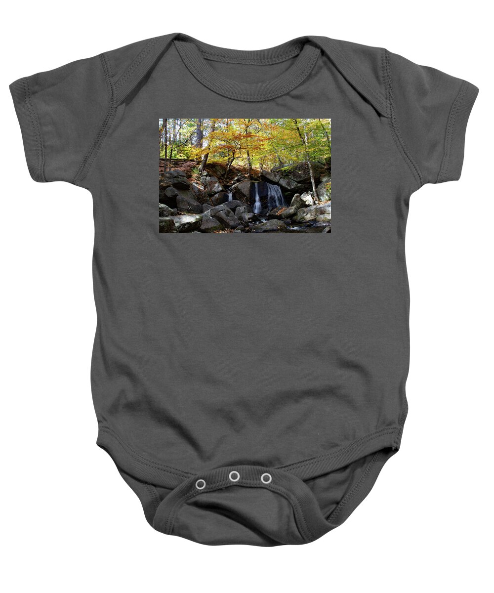 Trap Falls Baby Onesie featuring the photograph Trap water Fall in Ashby Massachusetts by Jeff Folger