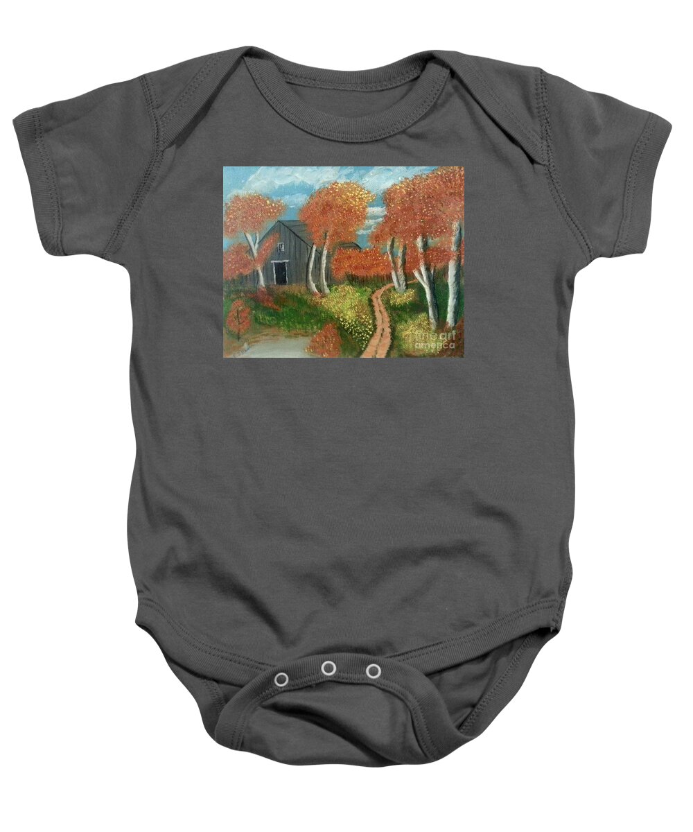 Barn Painting Baby Onesie featuring the painting Traveling Home by Elizabeth Mauldin