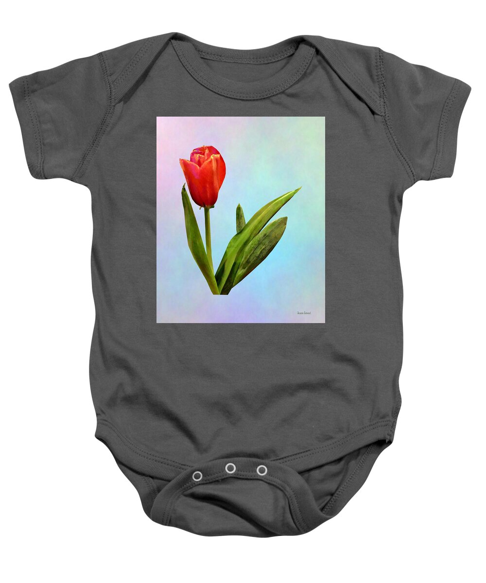 Tulip Baby Onesie featuring the photograph Tulips - Single Red Tulip by Susan Savad