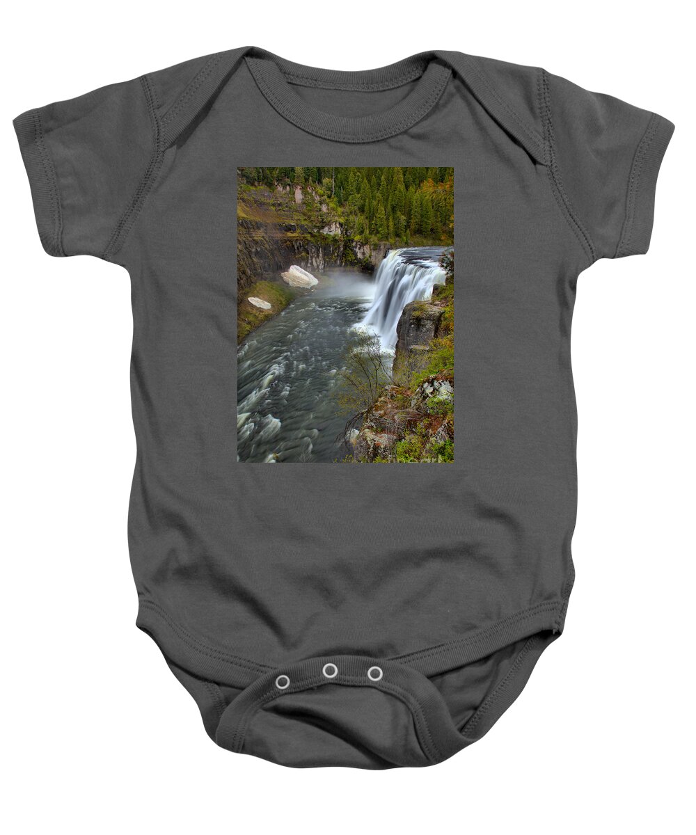 Mesa Falls Baby Onesie featuring the photograph Upper Mesa Falls Portrait by Adam Jewell