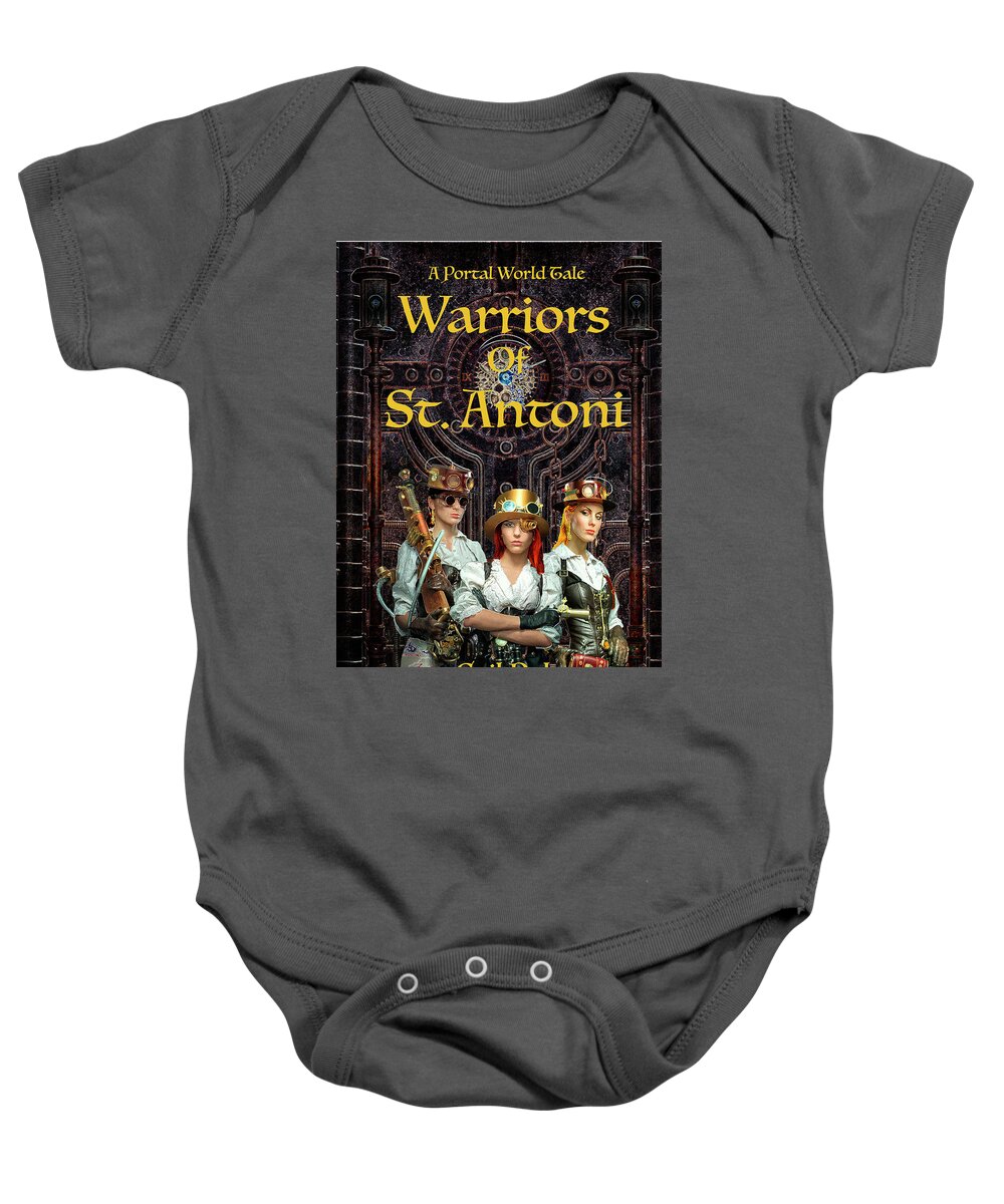 Alien Worlds Romance Baby Onesie featuring the digital art Warriors of St. Antoni by Gail Daley