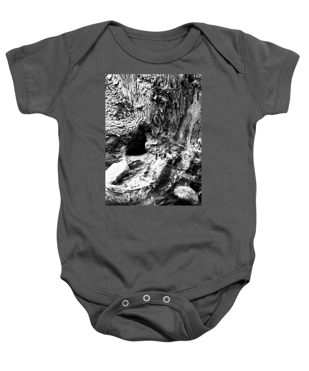 Stump Baby Onesie featuring the photograph Weathered Stump by Bob Decker