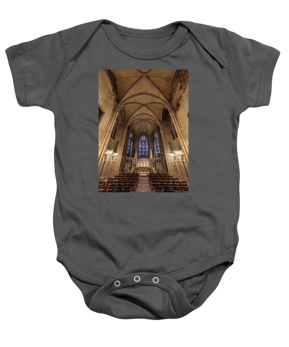 New York Baby Onesie featuring the photograph White Chapel by David Downs