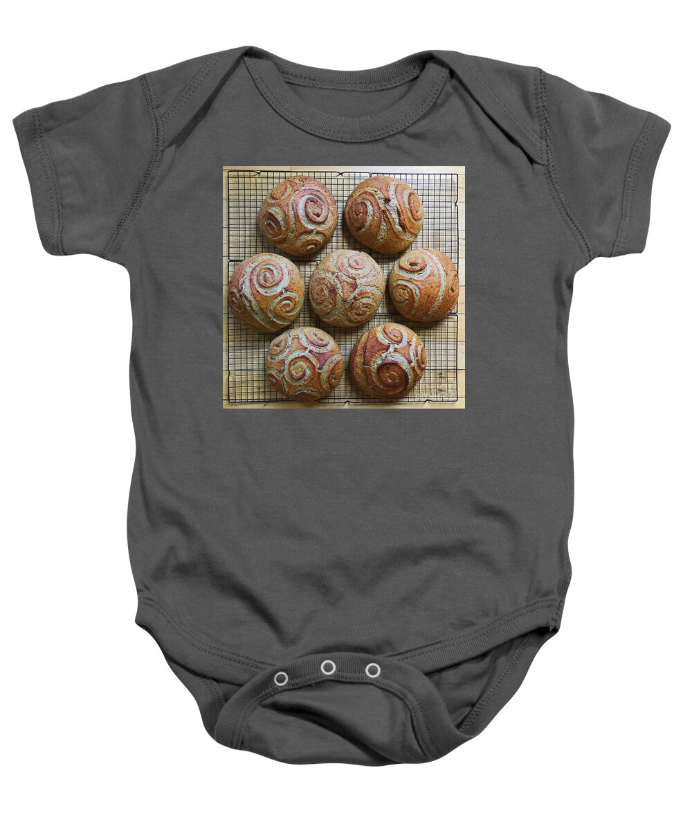 Bread Baby Onesie featuring the photograph Whole White Wheat, Flax and Rye Sourdough x 7 by Amy E Fraser