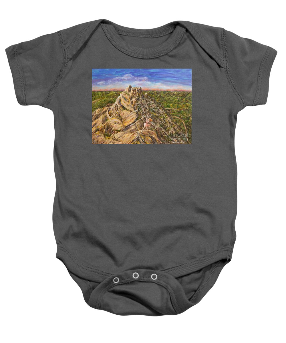 Medora Baby Onesie featuring the painting Wild and Free by Linda Donlin