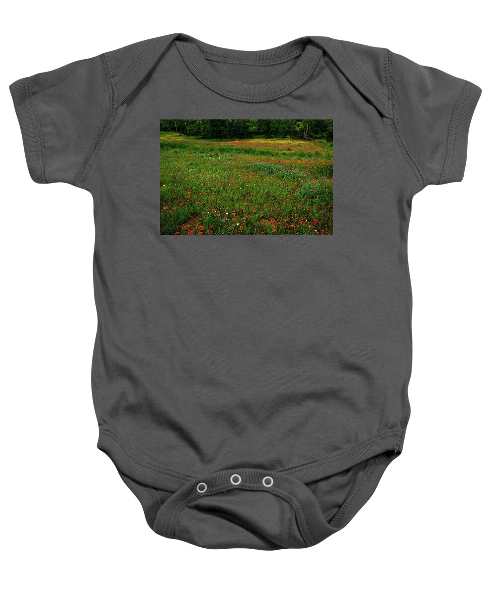 Texas Wildflowers Baby Onesie featuring the photograph Wildflower Glory by Johnny Boyd