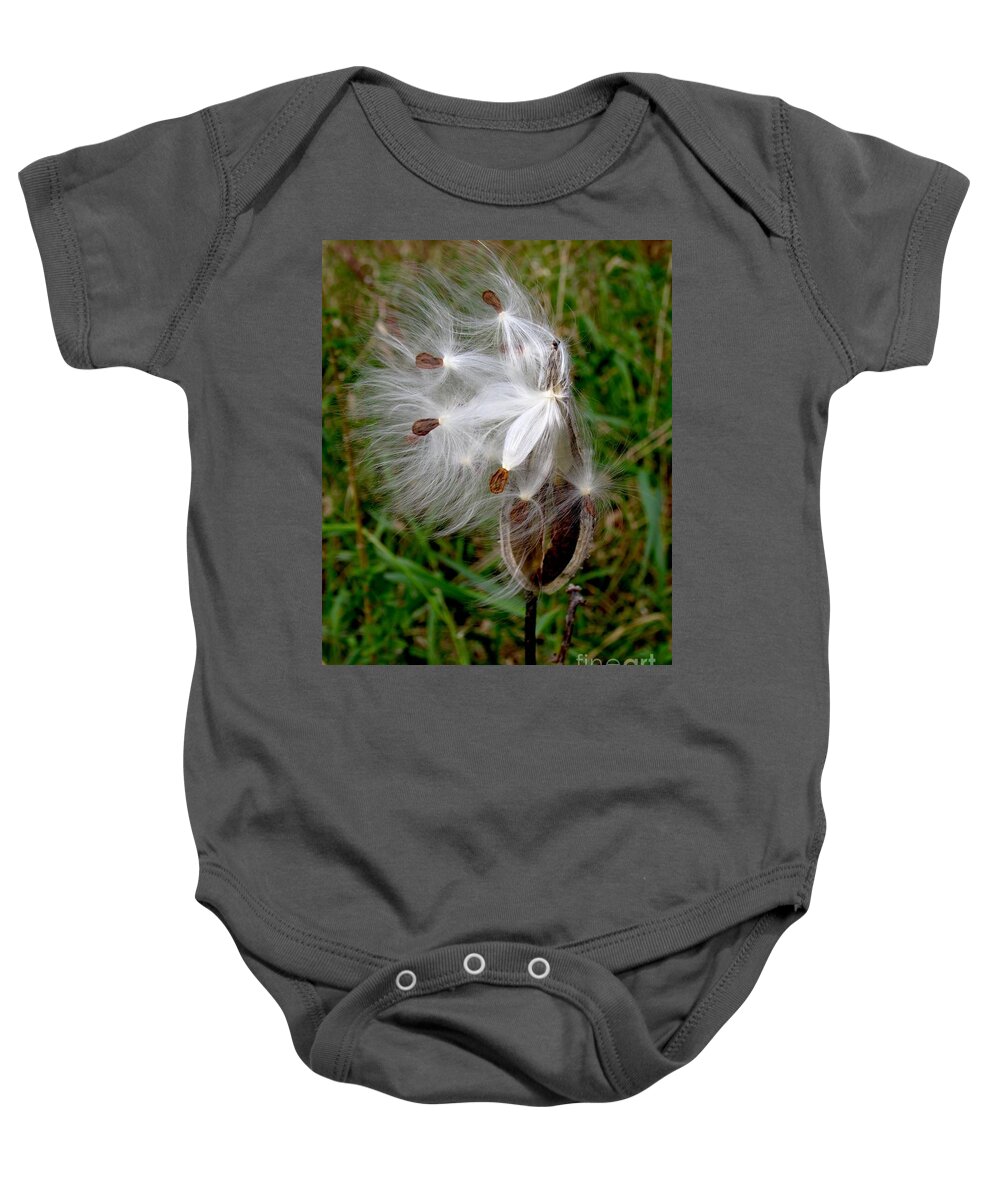 Milkweed Baby Onesie featuring the photograph Wind Dancers by Pamela Clements