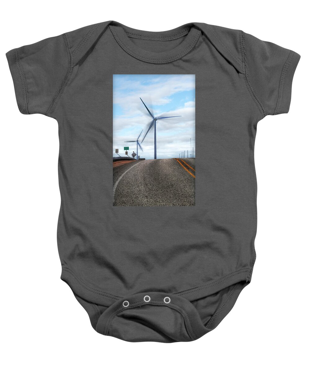  Baby Onesie featuring the photograph windmill in Groom Texas by Gary Warnimont
