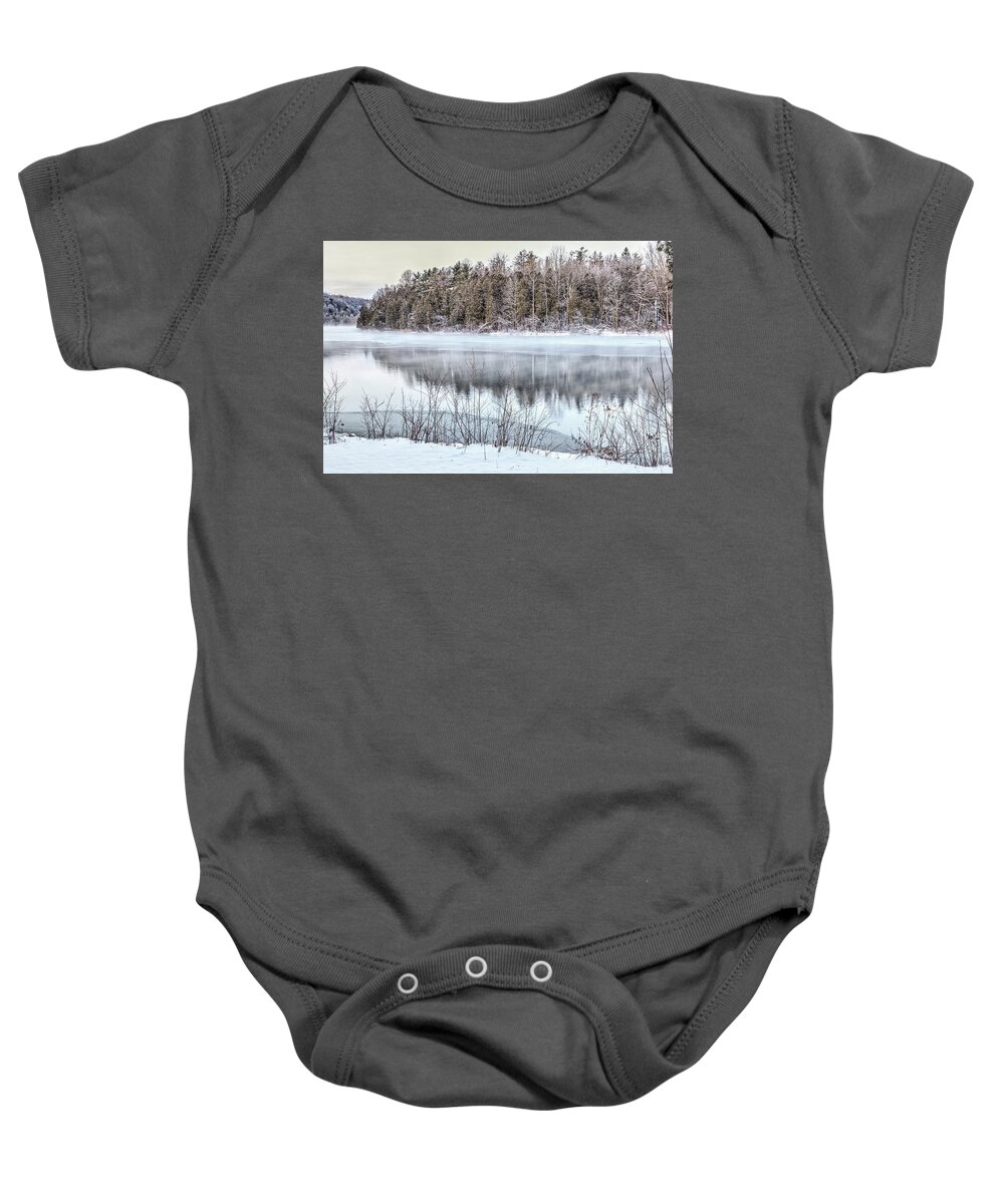 Winter Baby Onesie featuring the photograph Winter at Green Lakes by Rod Best