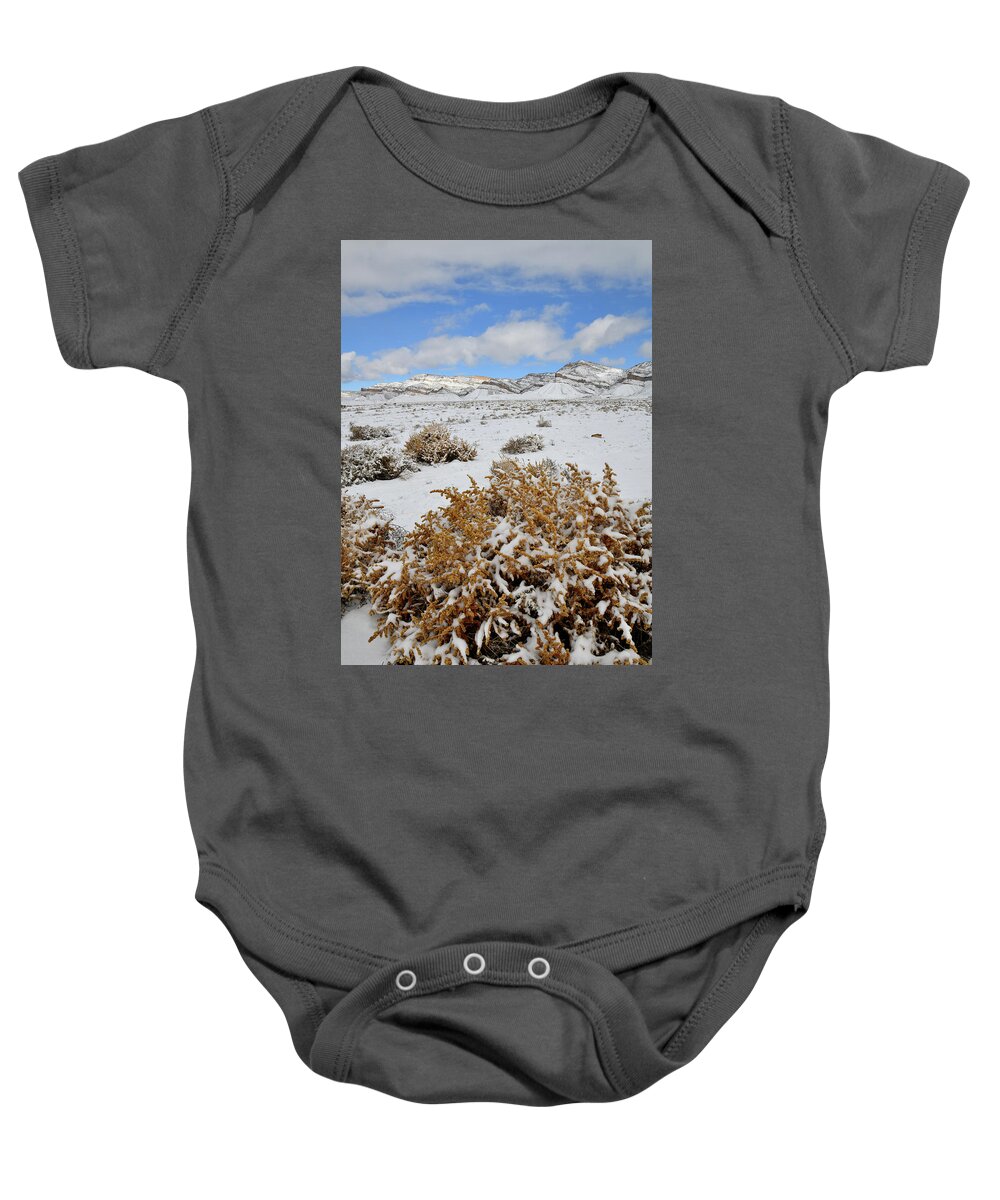 Book Cliffs Baby Onesie featuring the photograph Winter Scene at Book Cliffs by Ray Mathis