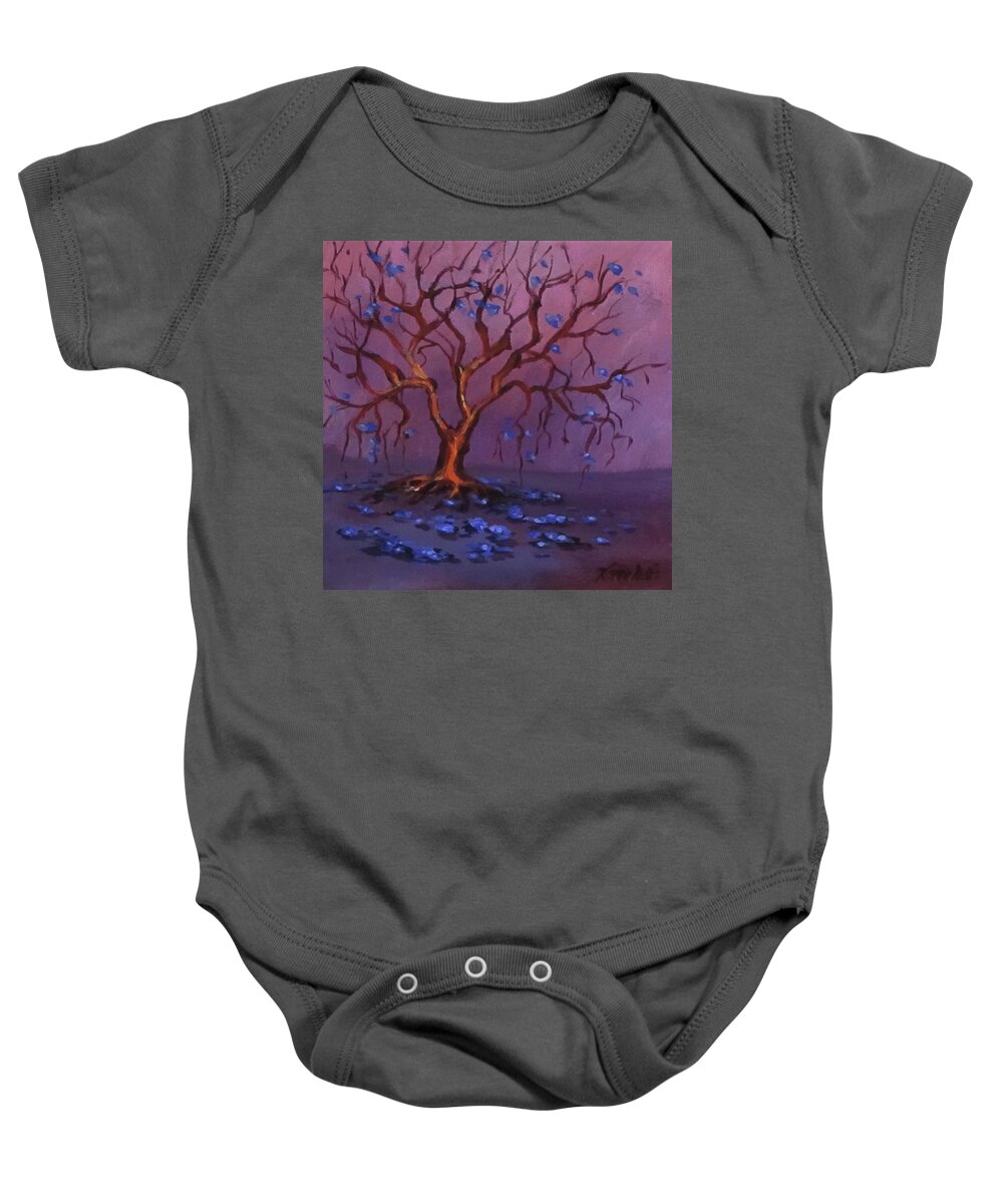 Tree Baby Onesie featuring the painting Winter Tree by Karen Ilari