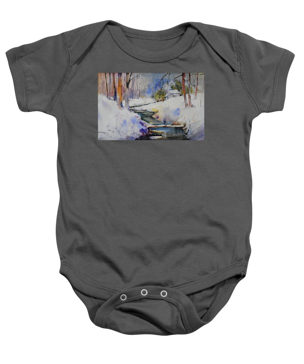 New England Scenes Baby Onesie featuring the painting Winter Wilderness by P Anthony Visco