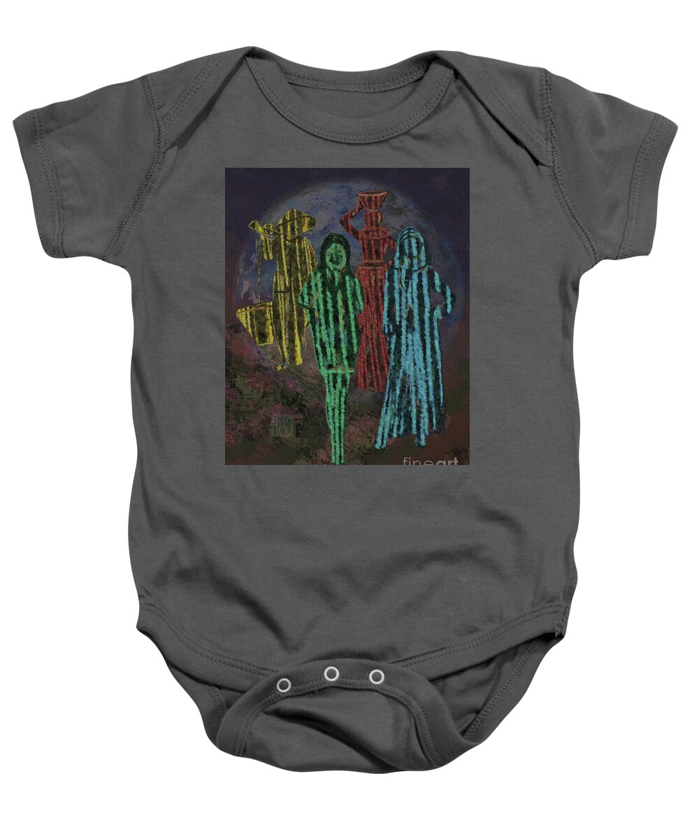 Earth Baby Onesie featuring the painting Woman of the World by Horst Rosenberger