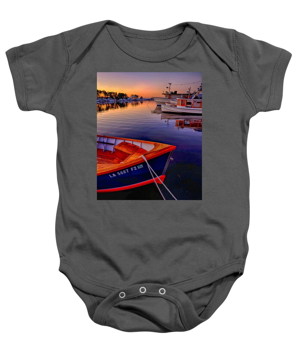 Boat Baby Onesie featuring the photograph Wooden Boats by Tom Gresham