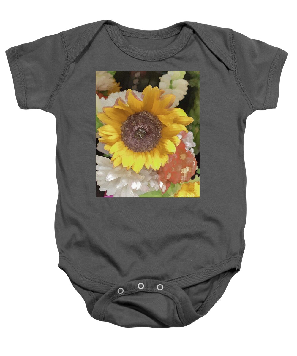 Abstract Baby Onesie featuring the photograph Yellow flower pastel by Phillip Rubino