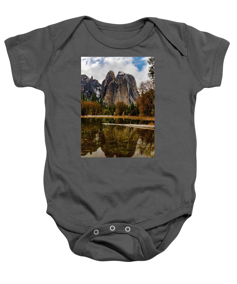 Cathedral Rocks Baby Onesie featuring the photograph Yosemite Reflections by Norma Brandsberg