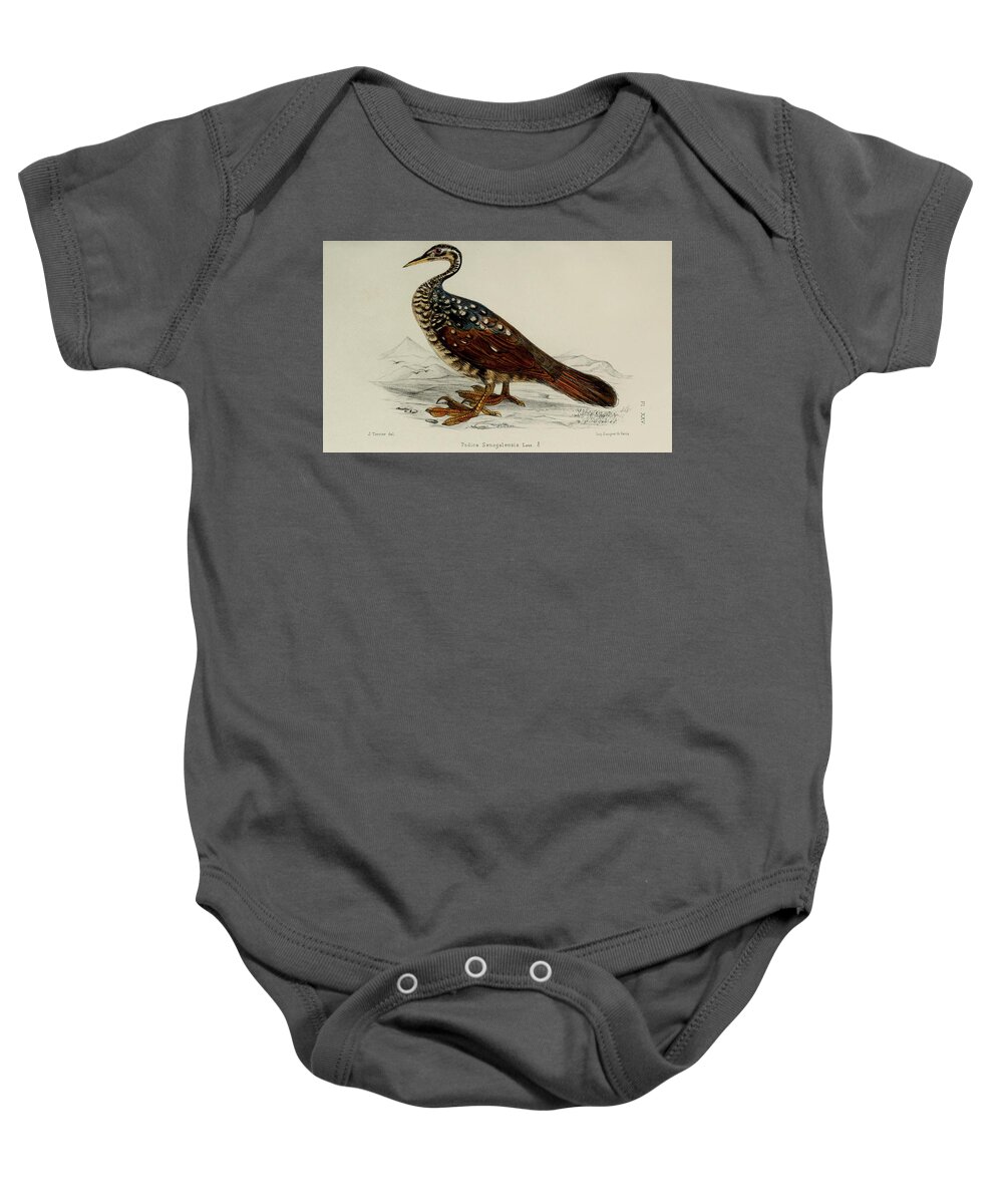 Bird Baby Onesie featuring the mixed media African Finfoot #1 by World Art Collective