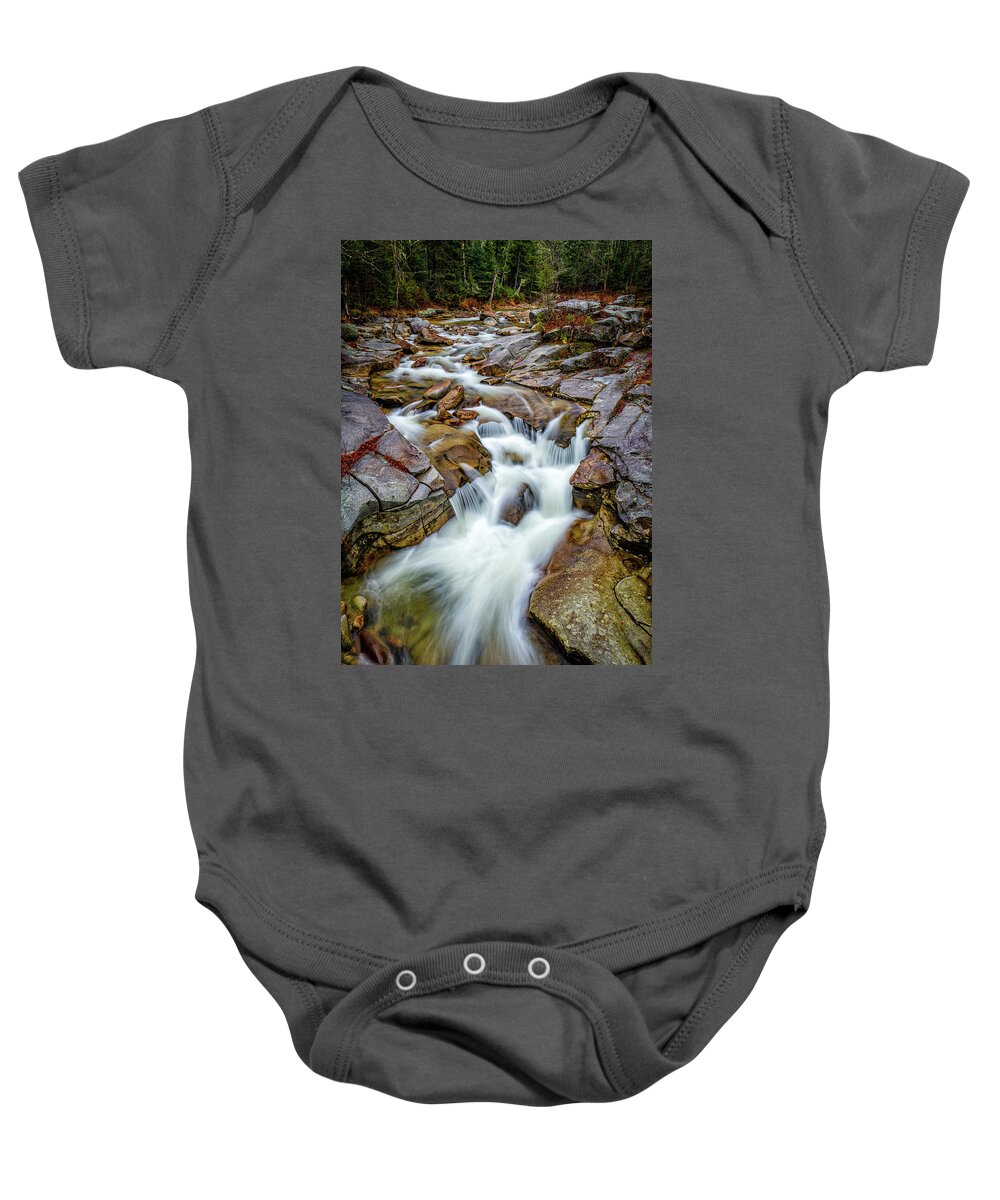 New Hampshire Baby Onesie featuring the photograph Ammonoosuc Cascade #1 by Jeff Sinon