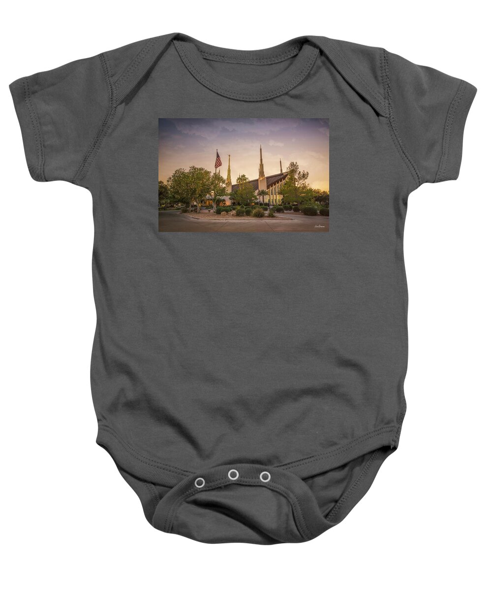 Las Vegas Temple Baby Onesie featuring the photograph Be Still #1 by David Simpson