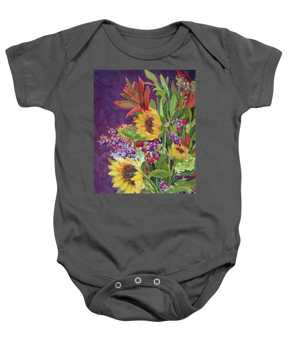 Sunflowers Baby Onesie featuring the painting Berry Bouquet #1 by Sue Kemp