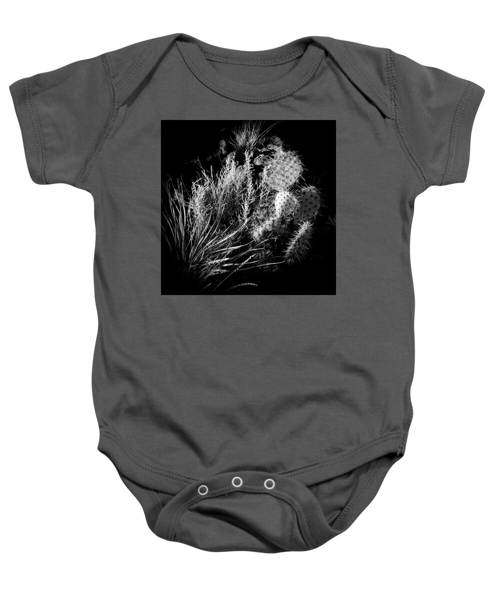 Valley Of Fires Baby Onesie featuring the photograph Cactus in the Rock #1 by George Taylor