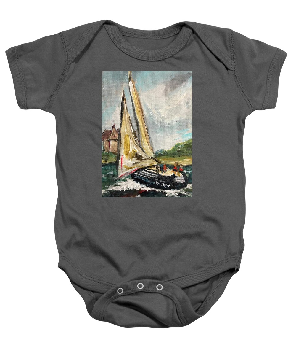 Cape Cod Baby Onesie featuring the painting Cape Sailing #1 by Roxy Rich