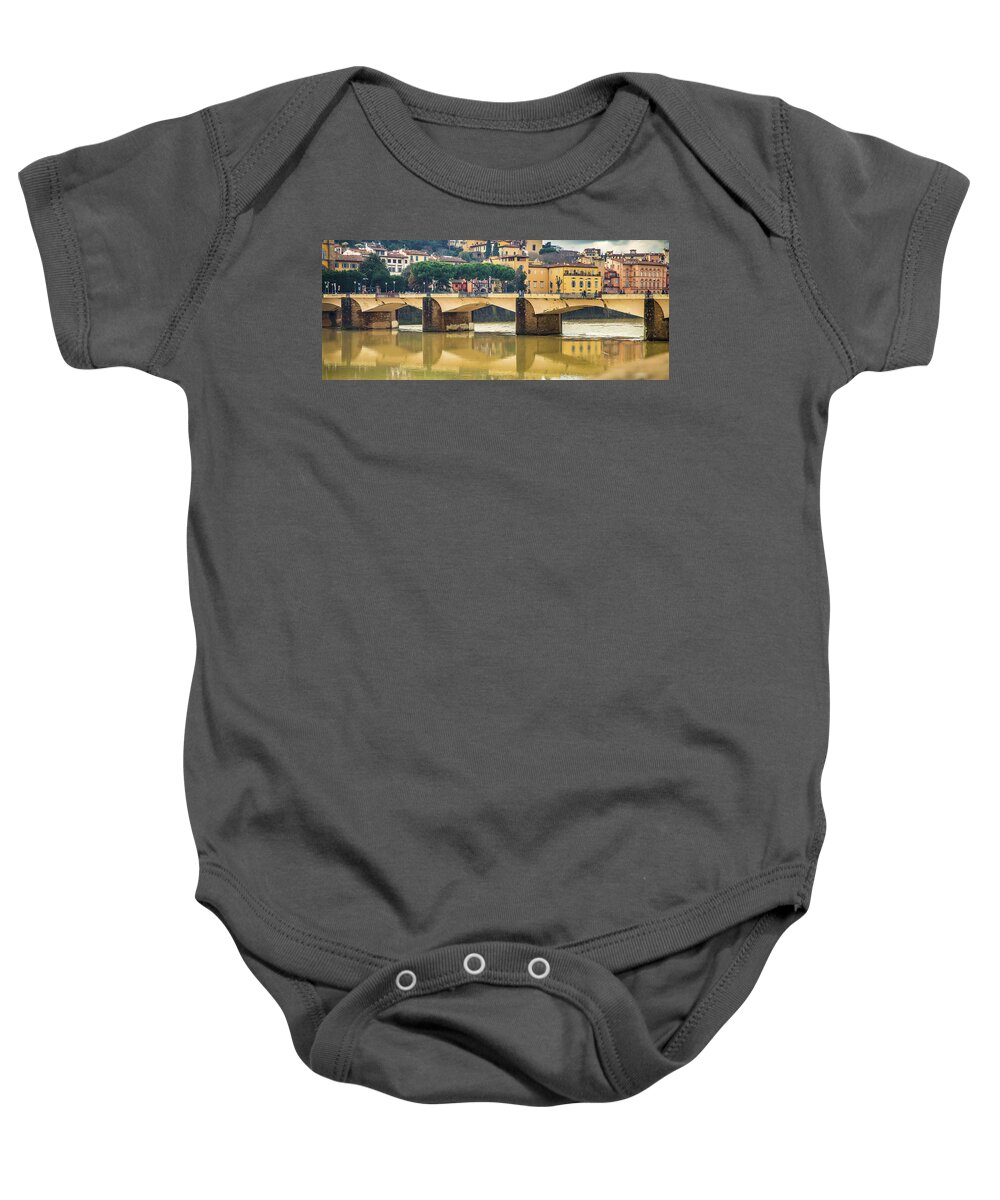 Arno Baby Onesie featuring the photograph cityscape of Florence #1 by Vivida Photo PC
