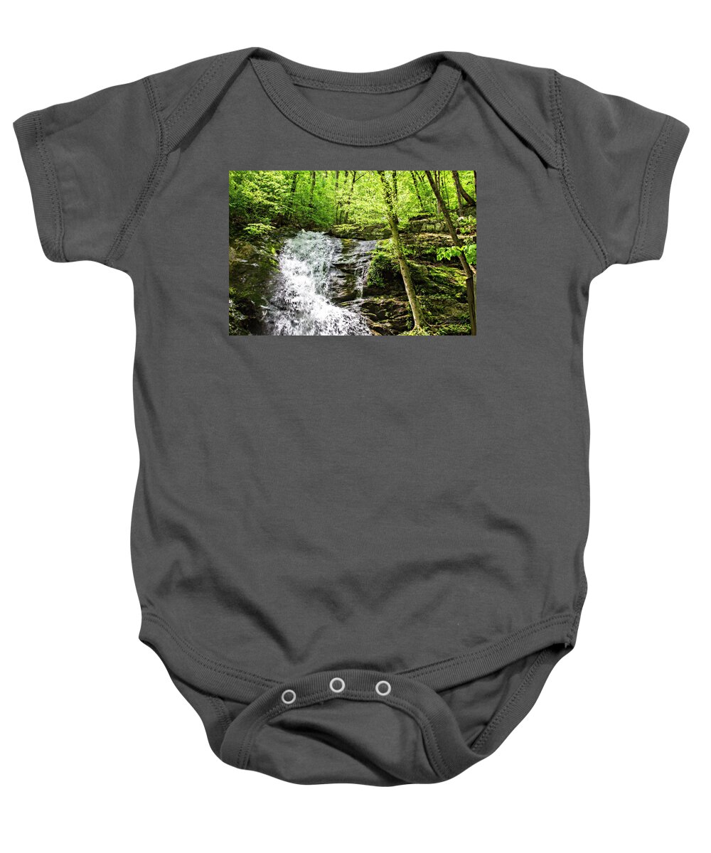Color Baby Onesie featuring the photograph Deep Woods Waterfall -1 #1 by Alan Hausenflock